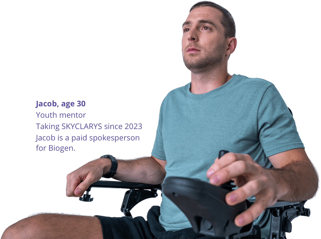 Patient in motorized wheelchair