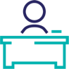 Person at a desk icon