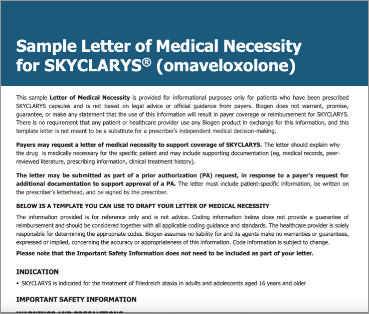 Letter of Medical Necessity Template