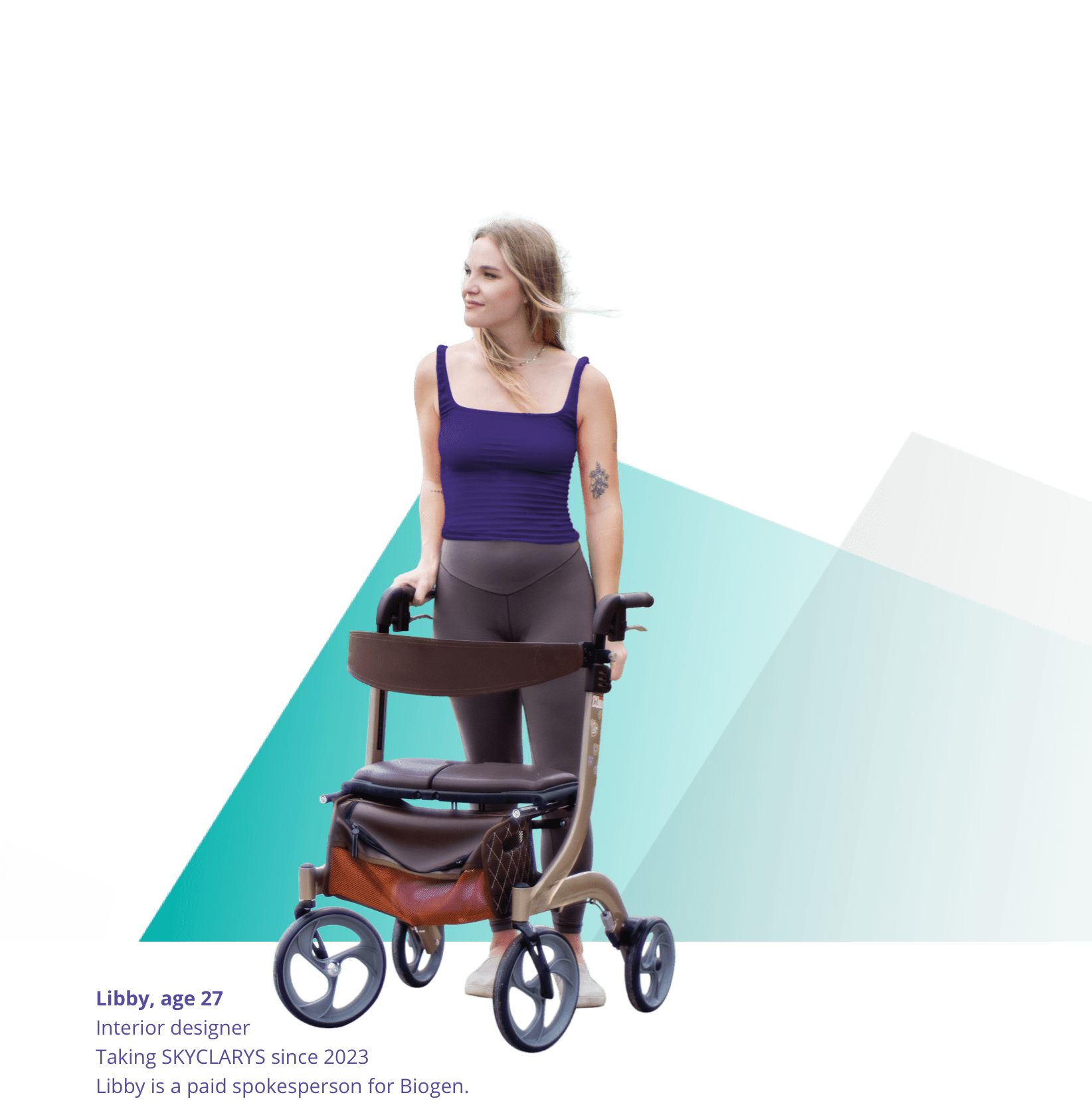 Patient standing with a walker
